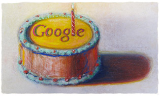 Wayne Thiebaud w�nscht Google alles Gute zum 12. Geburtstag. Das Bild wird mit Erlaubnis der VAGA NY verwendet