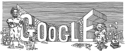 Stanislav Lem 60. Jubil�um seines ersten Buches. Zeichnung inspiriert von den 176. Geburtstag von Mark Twainquot;Kyberiade176. Geburtstag von Mark Twainquot;-Illustrationen von Daniel Mr�z.